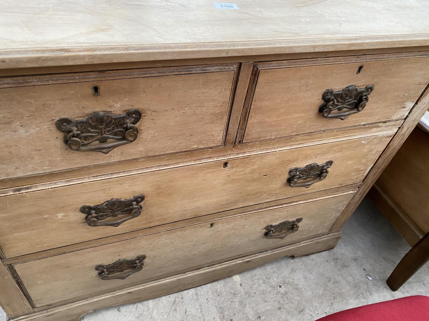 A VICTORIAN PINE CHEST OF TWO SHORT AND TWO LONG DRAWERS, 42" WIDE - Image 4 of 4