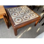A RETRO TEAK TILED TOP COFFEE TABLE 28" SQUARE