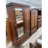 A LATE VICTORIAN MAHOGANY COMBINATION WARDROBE, 43" WIDE