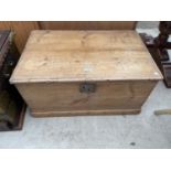 A SMALL VICTORIAN PINE BLANKET CHEST, 29" WIDE