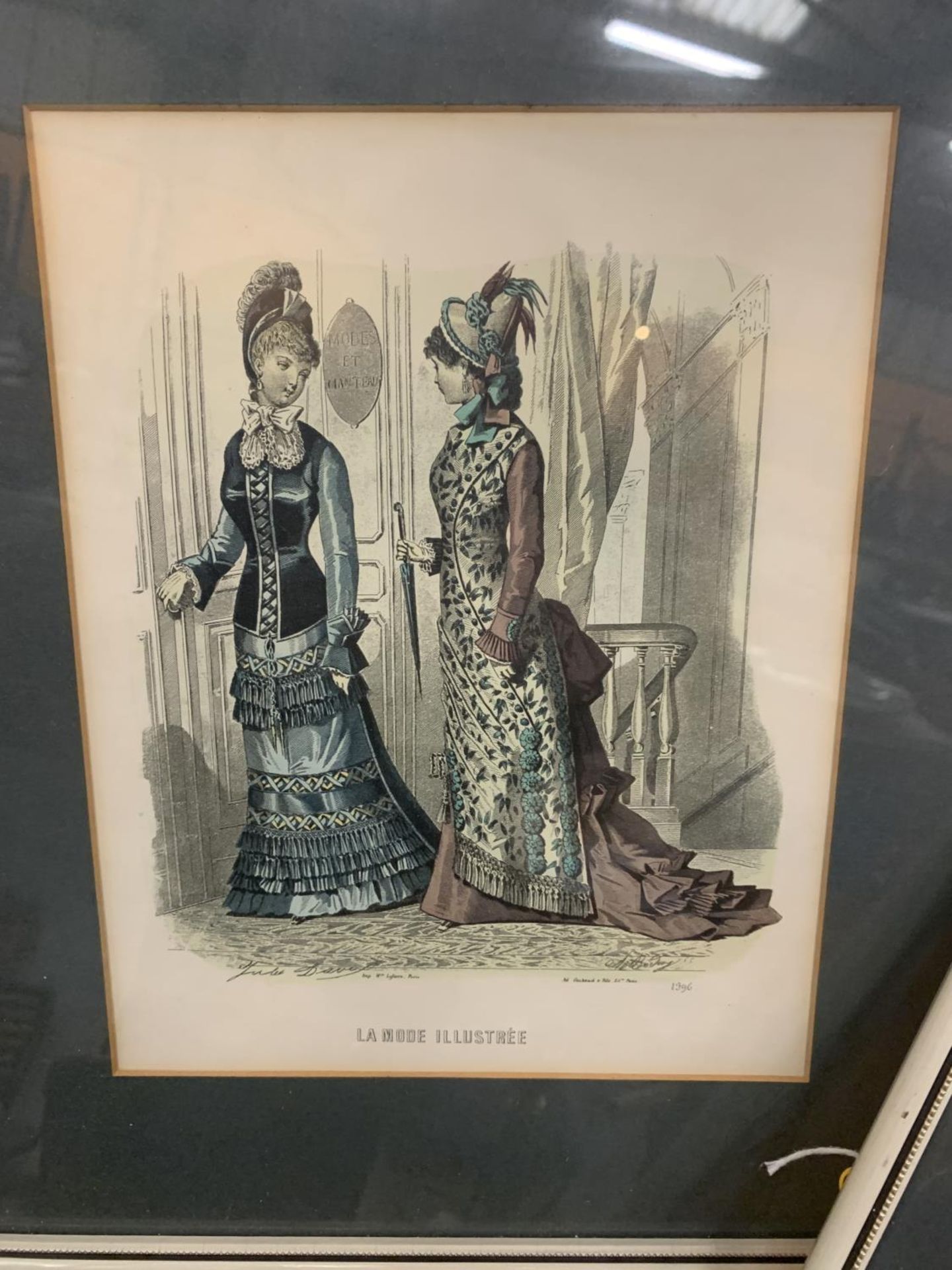 A PAIR OF FRAMED FRENCH PICTURES DEPICTING LADIES - Image 3 of 3