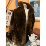 A VINTAGE 'ALPINE' FASHION FURS BROWN COAT