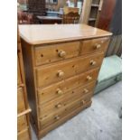 A YESTERDAYS PINE CHEST OF TWO SHORT AND FOUR LONG DRAWERS - 35.5" WIDE