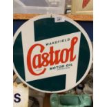 A ROUND METAL CASTROL SIGN