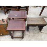 A NEST OF TWO TABLES AND AN ELM STOOL