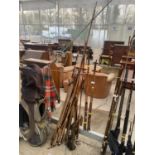 A LARGE COLLECTION OF VARIOUS SPLIT CANE FISHING RODS