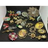 A LARGE QUANTITY OF COSTUME JEWELLERY BROOCHES