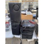 A JVC STEREO SYSTEM WITH SPEAKERS BELIEVED IN WORKING ORDER BUT NO WARRANTY