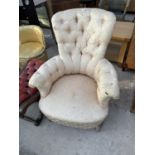 A VICTORIAN STYLE BUTTON BACK NURSING CHAIR