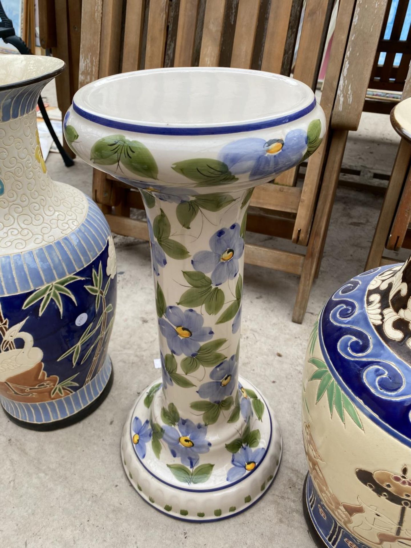 TWO JARDINAIRE STANDS AND TWO LARGE VASES - Image 4 of 5