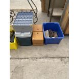 AN ASSORTMENT OF ITEMS TO INCLUDE HAND TOOLS, TOOLS BOXES AND DRAWERS ETC