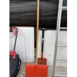 A PLASTIC SNOW SHOVEL AND A FURTHER PLASTIC GRAIN SHOVEL