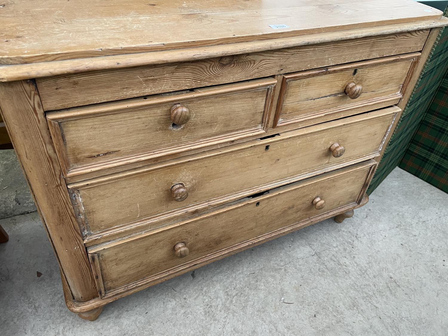 A VICTORIAN PINE CHEST OF TWO SHORT AND TWO LONG DRAWERS, 41" WIDE - Image 3 of 5