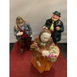 THREE COALPORT FIGURES TO INCLUDE AN OLD MAN, OLD WOMAN AND TONY WELLER