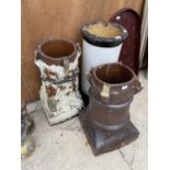 THREE VINTAGE CHIMNEY POTS. TWO A/F