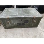 A LARGE TIN MILITARY TRUNK