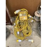 A 110V TRANSFORMER AND A LARGE AMOUNT OF 110V EXTENSION CABLES