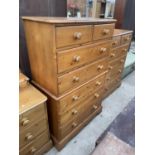 A YESTERDAYS PINE CHEST OF TWO SHORT AND FIVE LONG DRAWERS - 35.5" WIDE