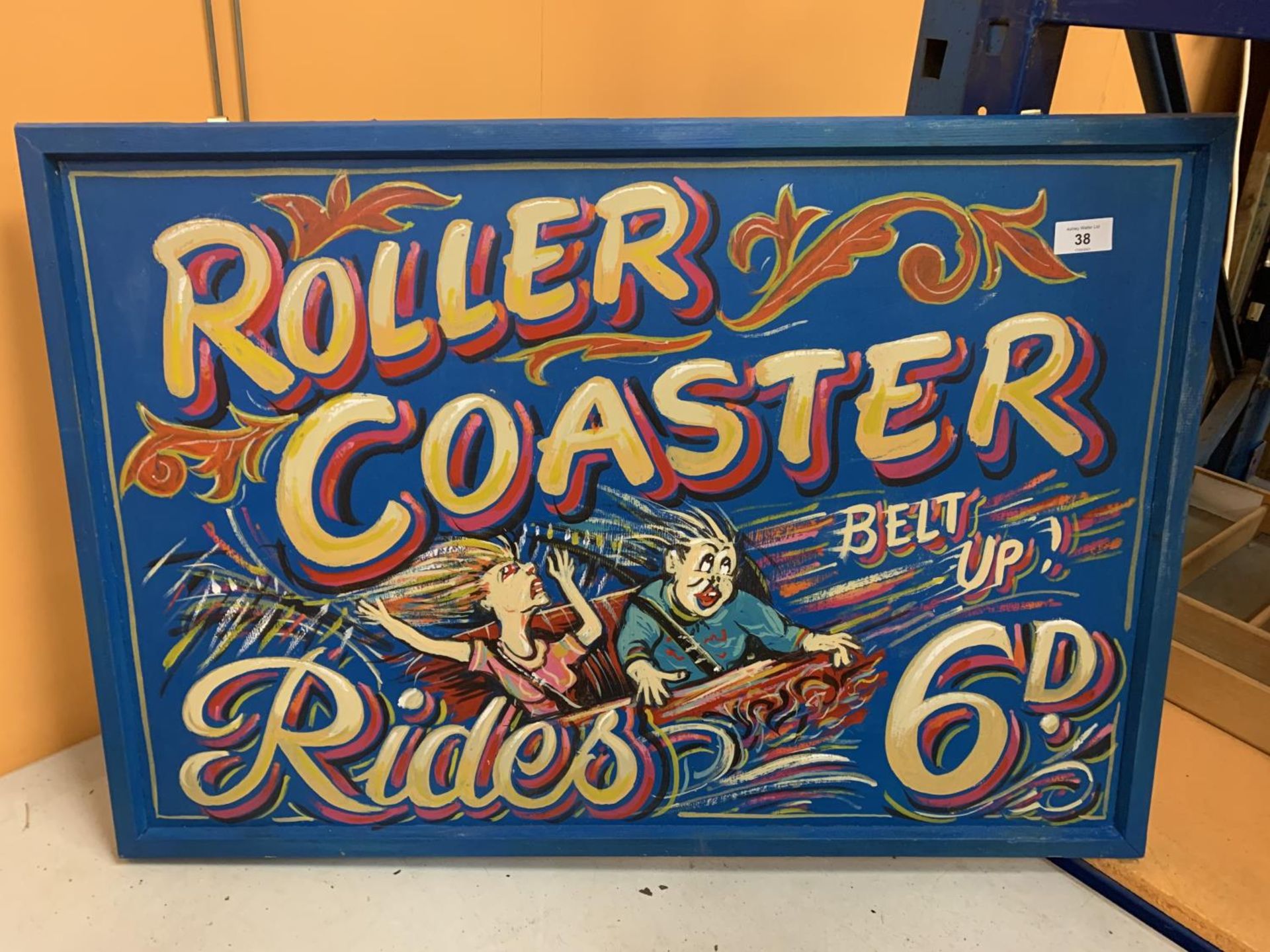 A LARGE WOODEN ROLLER COASTER SIGN 79CM X 54CM - Image 2 of 6