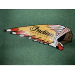 A LONG 'INDIAN MOTORCYCLE' METAL GARAGE SIGN APPROXIMATELY 52CM