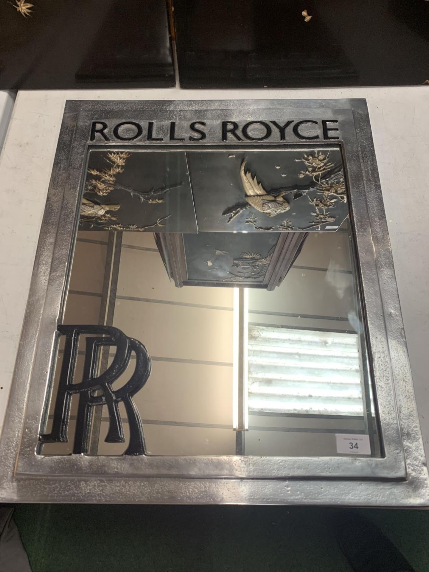 A LARGE CHROME ROLLS ROYCE MIRROR 50CM X 60CM - Image 2 of 10