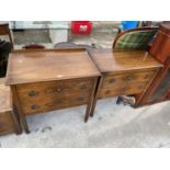 TWO EARLY 20TH CENTURY OAK CHEST OF TWO DRAWERS (ONE BEING A FORMER DRESSING TABLE), 30" WIDE EACH