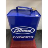 A FORD COSWORTH PETROL CAN WITH BRASS LID