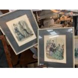 A PAIR OF FRAMED FRENCH PICTURES DEPICTING LADIES