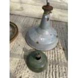 TWO INDUSTRIAL ENAMEL LIGHT FITTINGS