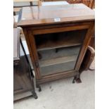 A LATE VICTORIAN GLAZED CABINET ON CABRIOLE LEGS, 24" WIDE