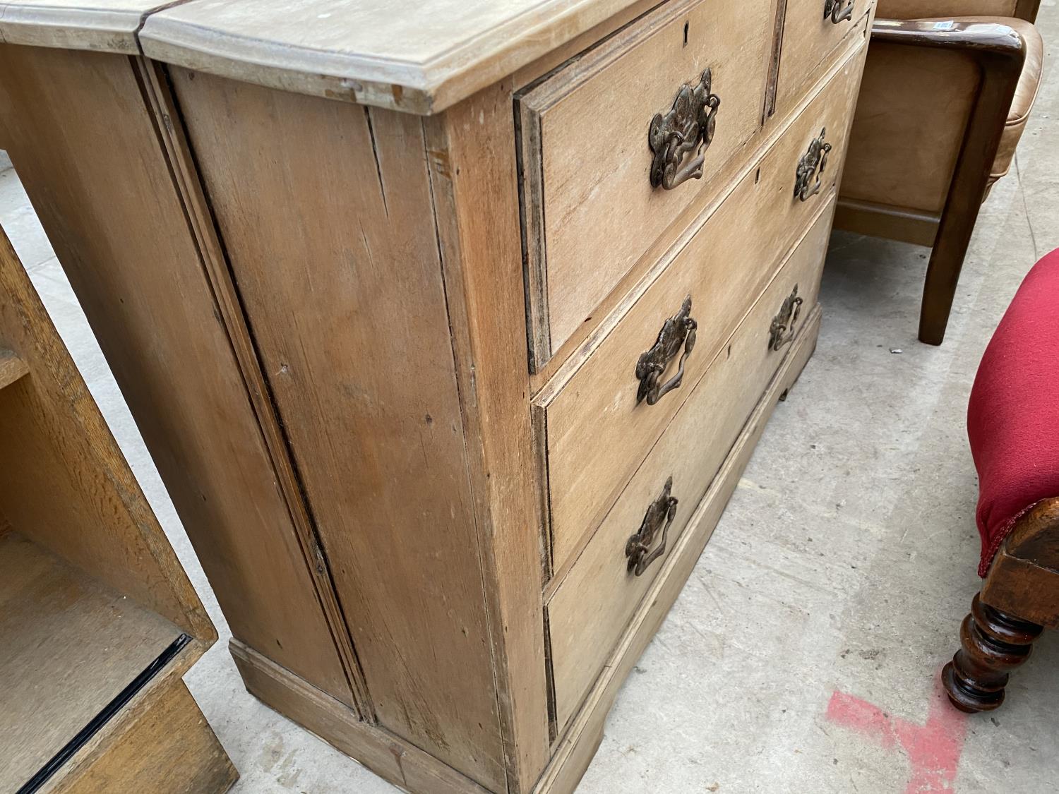 A VICTORIAN PINE CHEST OF TWO SHORT AND TWO LONG DRAWERS, 42" WIDE - Image 3 of 4