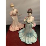 TWO COALPORT AGE OF ELEGANCE MATT FIGURINES TO INCLUDE SOCIETY RECEPTION AND SUMMER FRAGRANCE