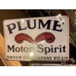 A 'PLUME MOTOR SPIRIT' METAL SIGN 20 CM X 30 CM