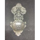 A CONTINENTAL SILVER HOLY WATER BOWL DEPICTING CHERUBS APPROXIMATELY 65 GRAMS H:15CM