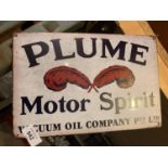 A 'PLUME MOTOR SPIRIT' METAL SIGN 20 CM X 30 CM