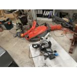 A QUANTITY OF TOOLS TO INCLUDE A MACALLISTER SAW, A FLYMO AND STEP LADDER ETC THIS ITEMS TO BE