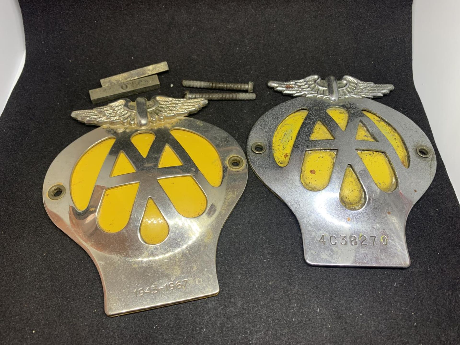 TWO AA CAR BADGES