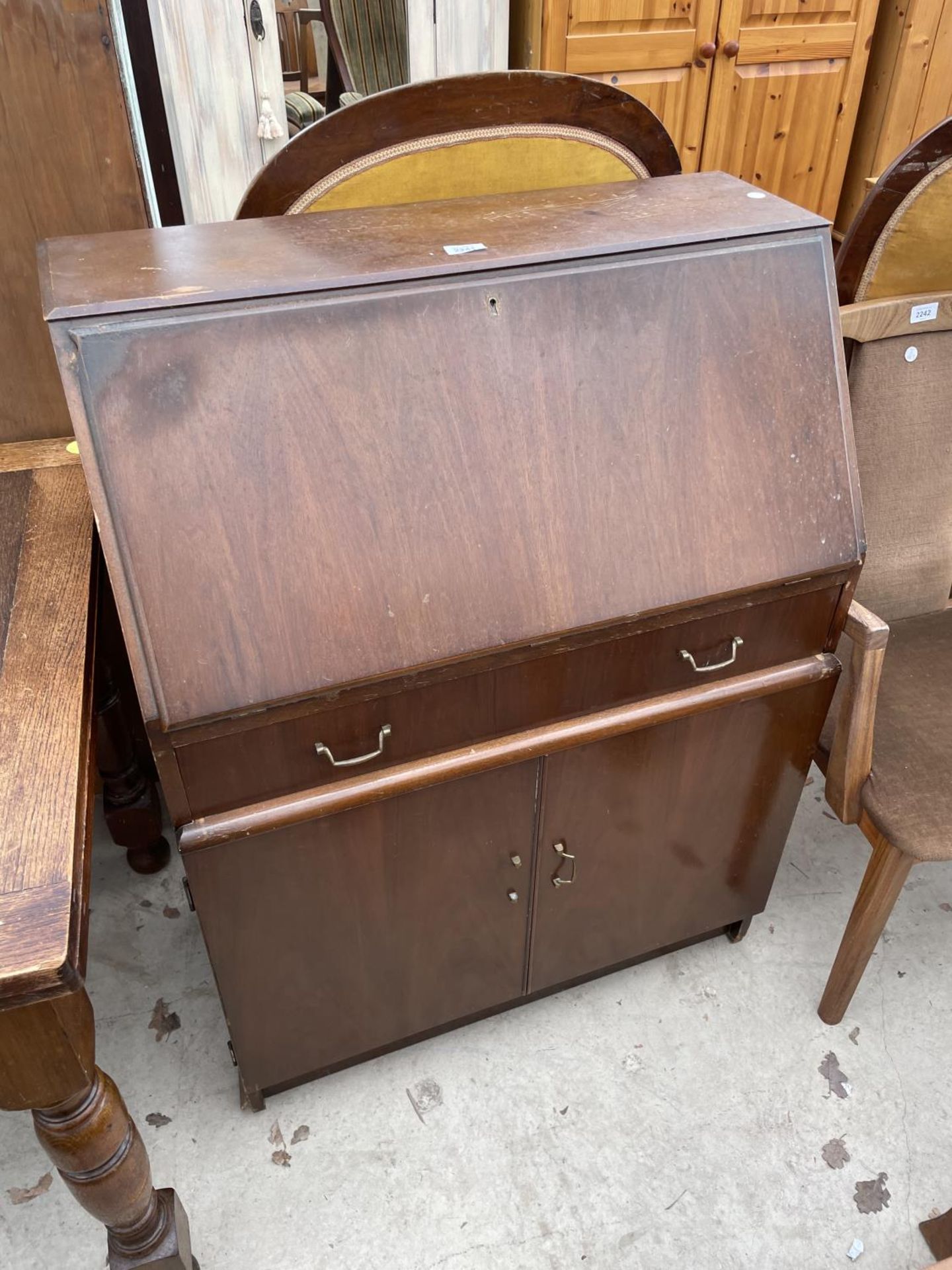 A RETRO TEAK BUREAU, 30" WIDE