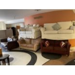 A GROUP OF SIX VARIOUS UPHOLSTERD AND LEATHER SOFAS (IN A GOOD CLEAN CONDITION) THIS ITEMS TO BE