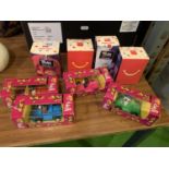 FOUR BROOKE BOND BUMP AND CO TOY MODEL CARS AND FOUR BOXES OF TROLLS