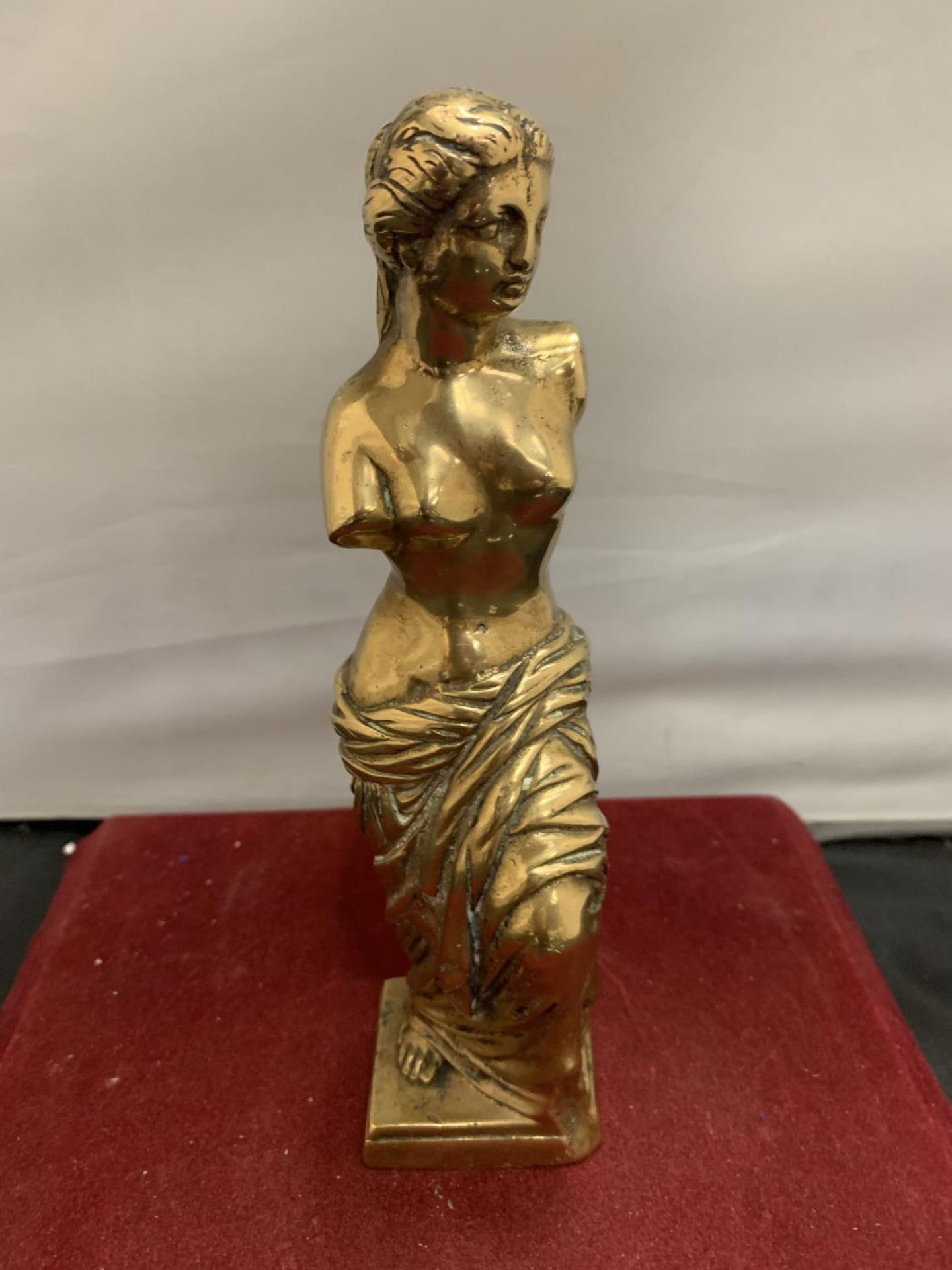 A SEMI NUDE BRASS FIGURINE H:23CM