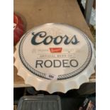 A RETRO STYLE 'COORS LIGHT' WALL HANGING BEER BOTTLE CAP SIGN 35CM