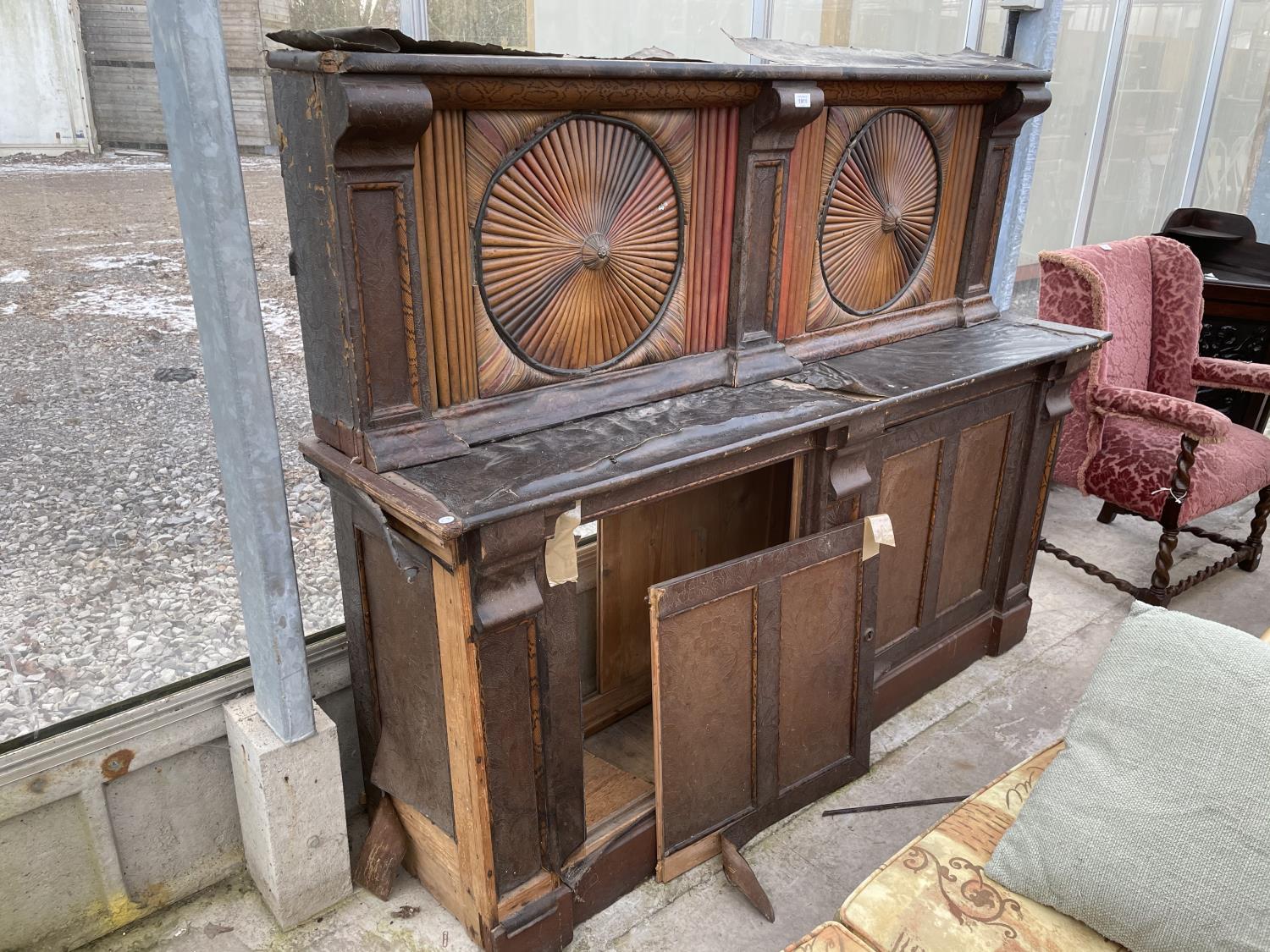 A RARE AND UNUSUAL CONTINENTAL CHIFFONIER WITH SNAKESKIN EFFECT APPLIED DECORATION, TWO DOORS TO THE