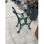 A PAIR OF PAINTED CAST IRON BENCH ENDS
