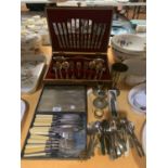 A COLLECTION OF SILVER PLATED FLATWARE, ETC TO INCLUDE A CANTEEN OF CUTLERY