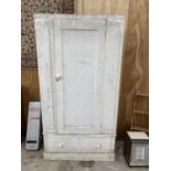 A VINTAGE PINE PAINTED WARDROBE ENCLOSING A SINGLE DRAWER