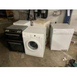 A LARGE QUANTITY OF WHITE GOODS TO INCLUDE WASHING MACHINES, TUMBLE DRYER AND FRIDGES ETC THIS ITEMS