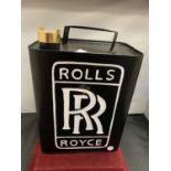 A ROLLS ROYCE METAL FUEL CAN WITH BRASS LID