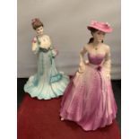 TWO COALPORT AGE OF ELEGANCE MATT FIGURINES TO INCLUDE SUMMER FRAGRANCE AND EVENING PROMENADE