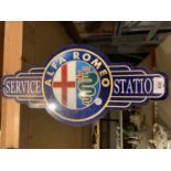 AN 'ALFA ROMEO SERVICE STATION' METAL SIGN